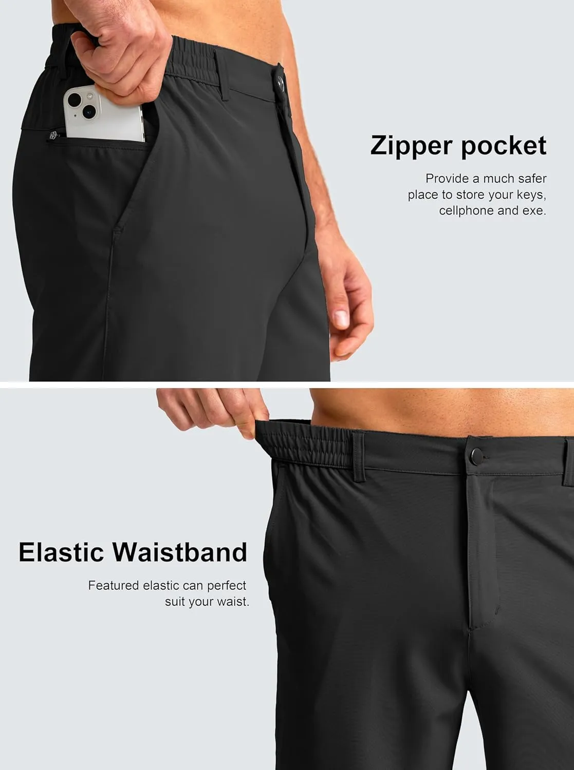 Men's Casual Shorts 7" Lightweight Golf Shorts for Men Stretch with 3 Pockets Quick Dry Breathable Work Shorts