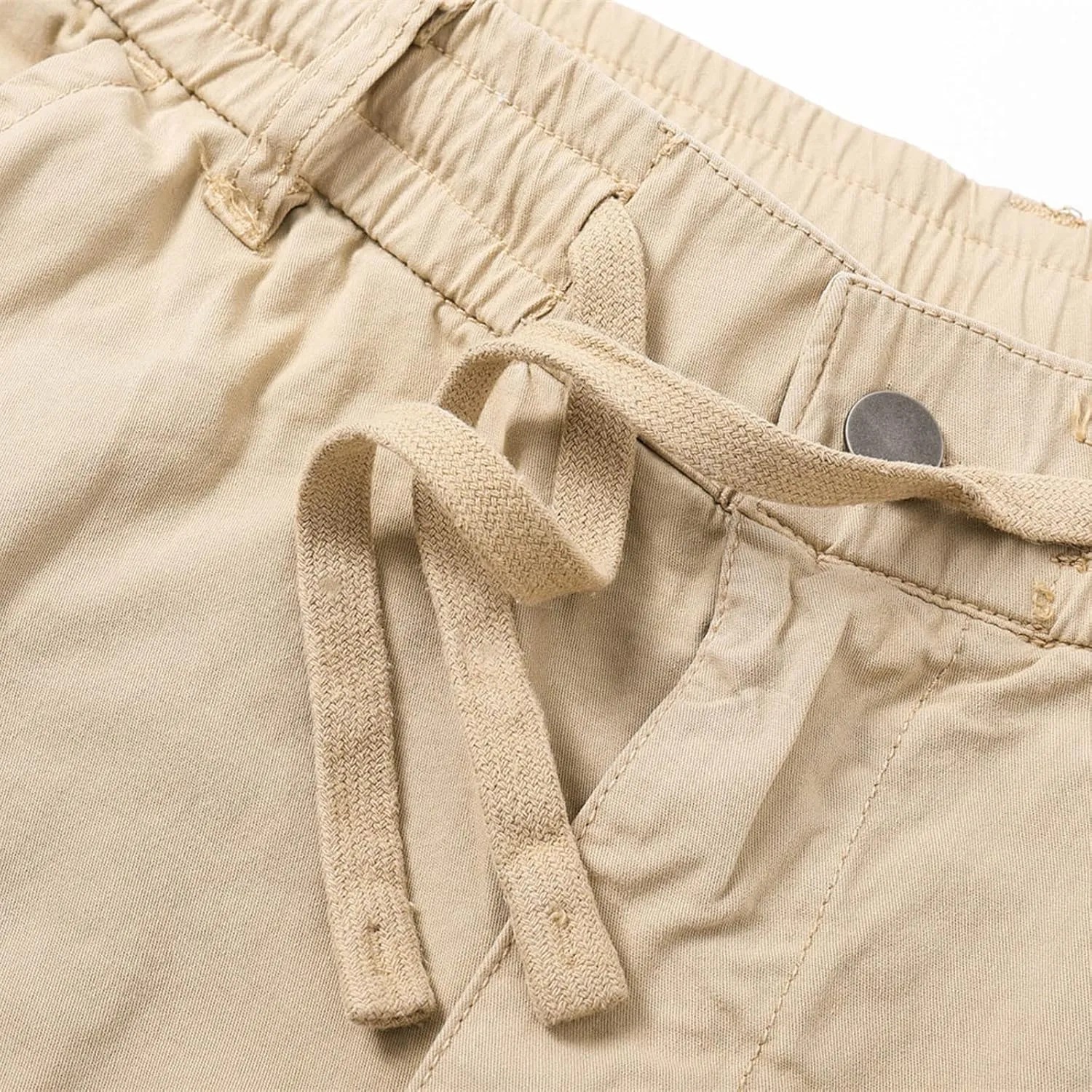 Mens Drawstring Shorts 5 Inch Inseam Casual Cargo Shorts Regular Fit Multi Pocket Cotton Shorts Outdoor Sport Shorts