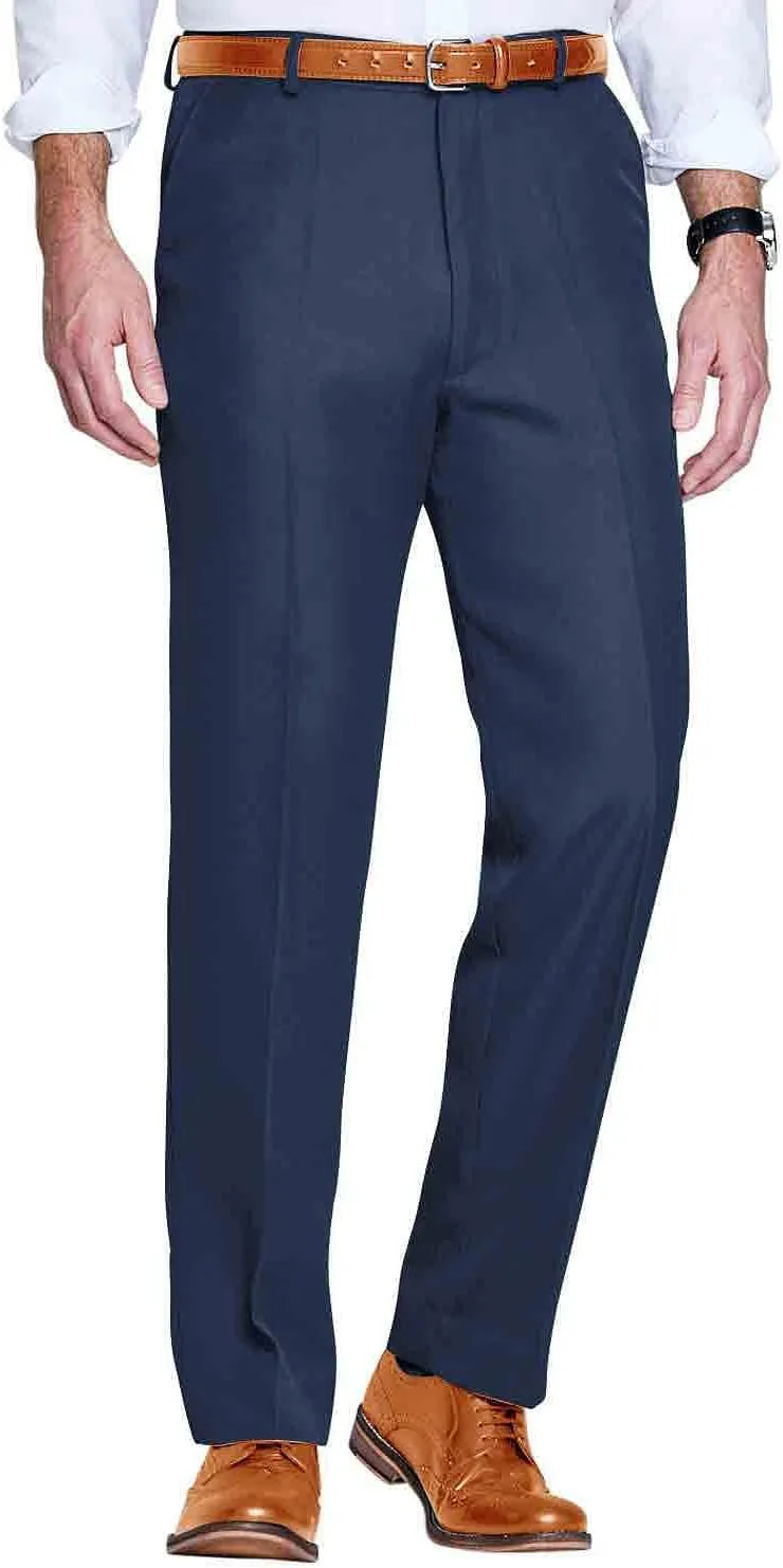 Men's Elasticated Pants with Hidden Stretch Fit Waist Smart Formal Comfortable Golf Slacks