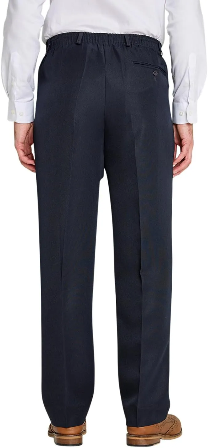 Men's Elasticated Pants with Hidden Stretch Fit Waist Smart Formal Comfortable Golf Slacks