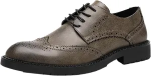 Men's Genuine Leather Derby Shoes Lightweight Anti-Slip Sole Business Casual Oxfords for Weddings, Work & Outdoor Activities