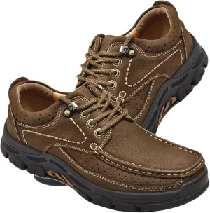 Men's Hiking Shoes Casual Sports Shoes Comfortable Leather Work Shoes Outdoor Camping Trekking Shoes