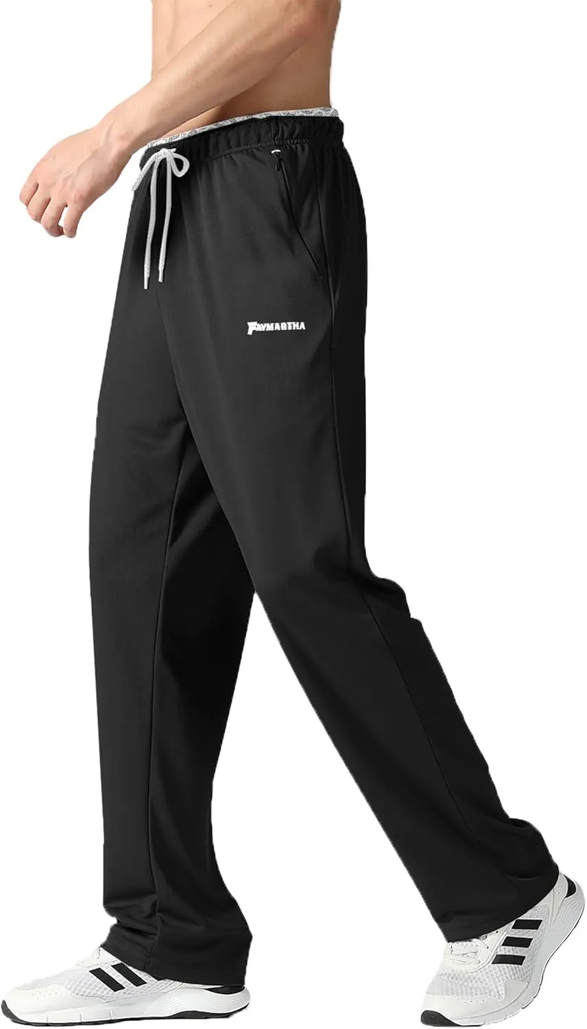 Men's Joggers Pants with Zipper Pockets,Lightweight Sweatpants,Open Bottom Athletic Loose Fit Training Pants.
