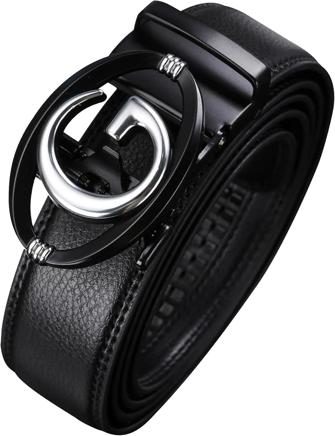 Men's Leather Ratchet Belt for Men | No-Hole Automatic Buckle Belt | Adjustable Dress Belt for Business & Casual