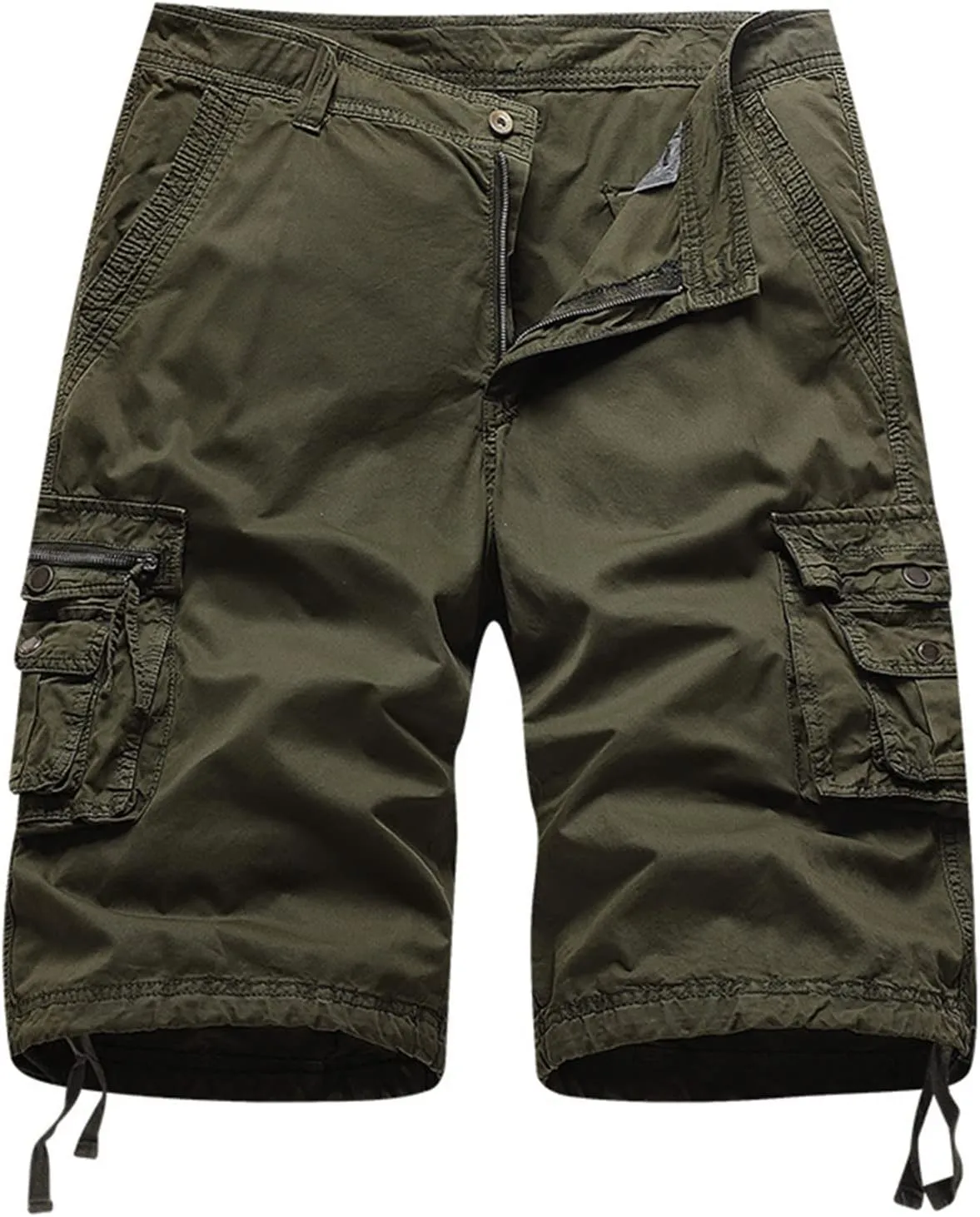 Mens Lightweight Hiking Shorts Loose Fit Solid Cotton Multi Pockets Cargo Shorts Big and Tall Plus Size Work Shorts