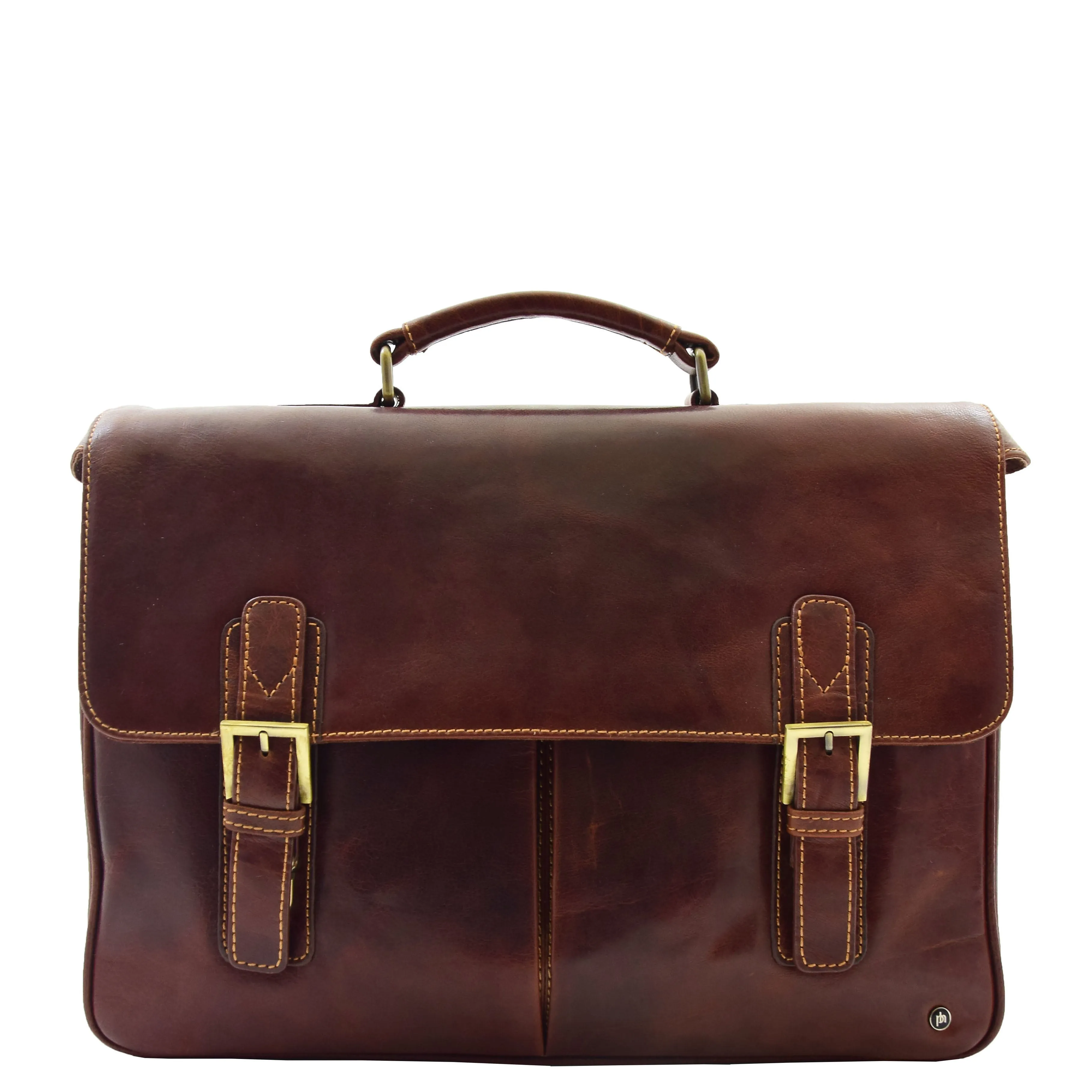 Mens Real BROWN Leather Briefcase File Case Satchel Bag Varna