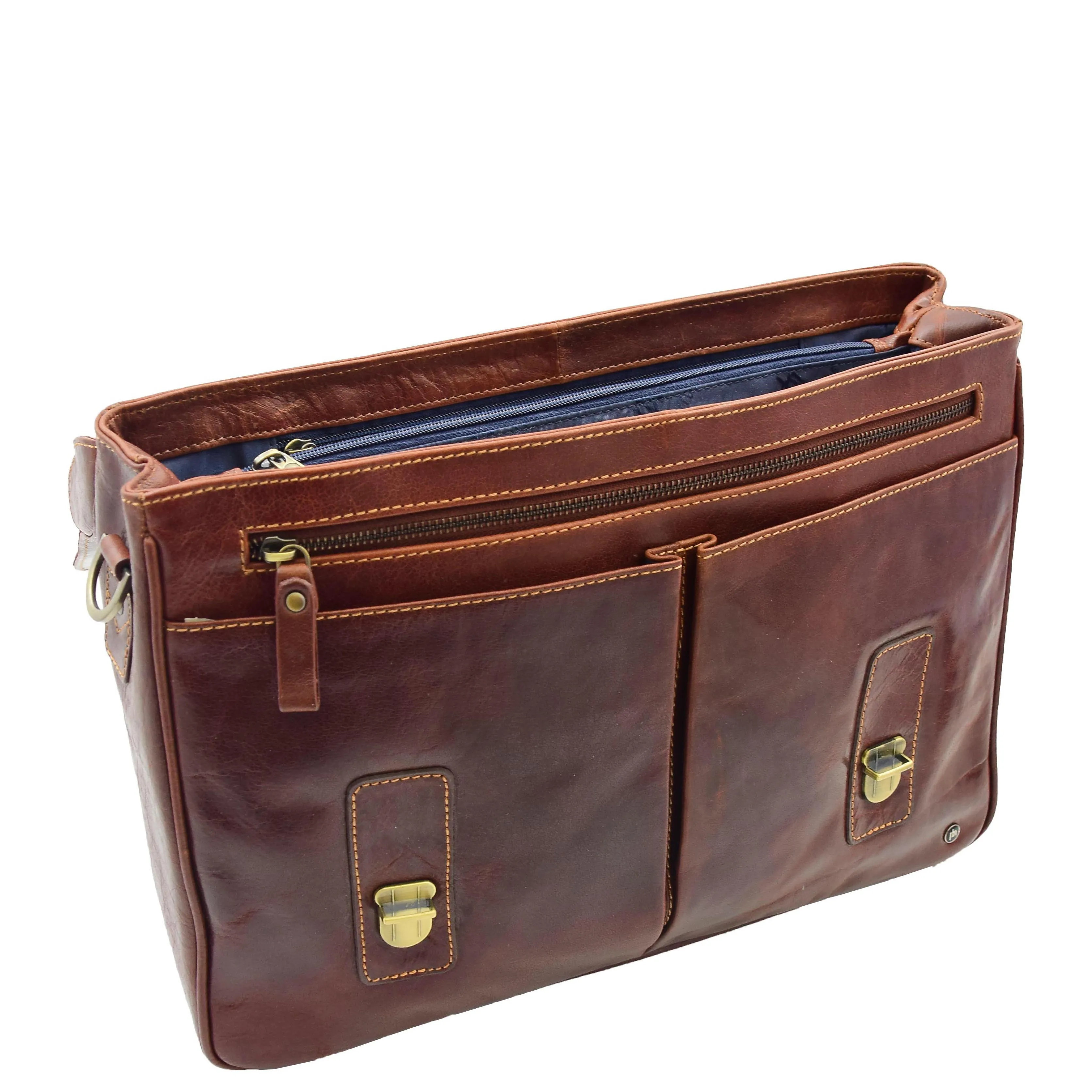 Mens Real BROWN Leather Briefcase File Case Satchel Bag Varna
