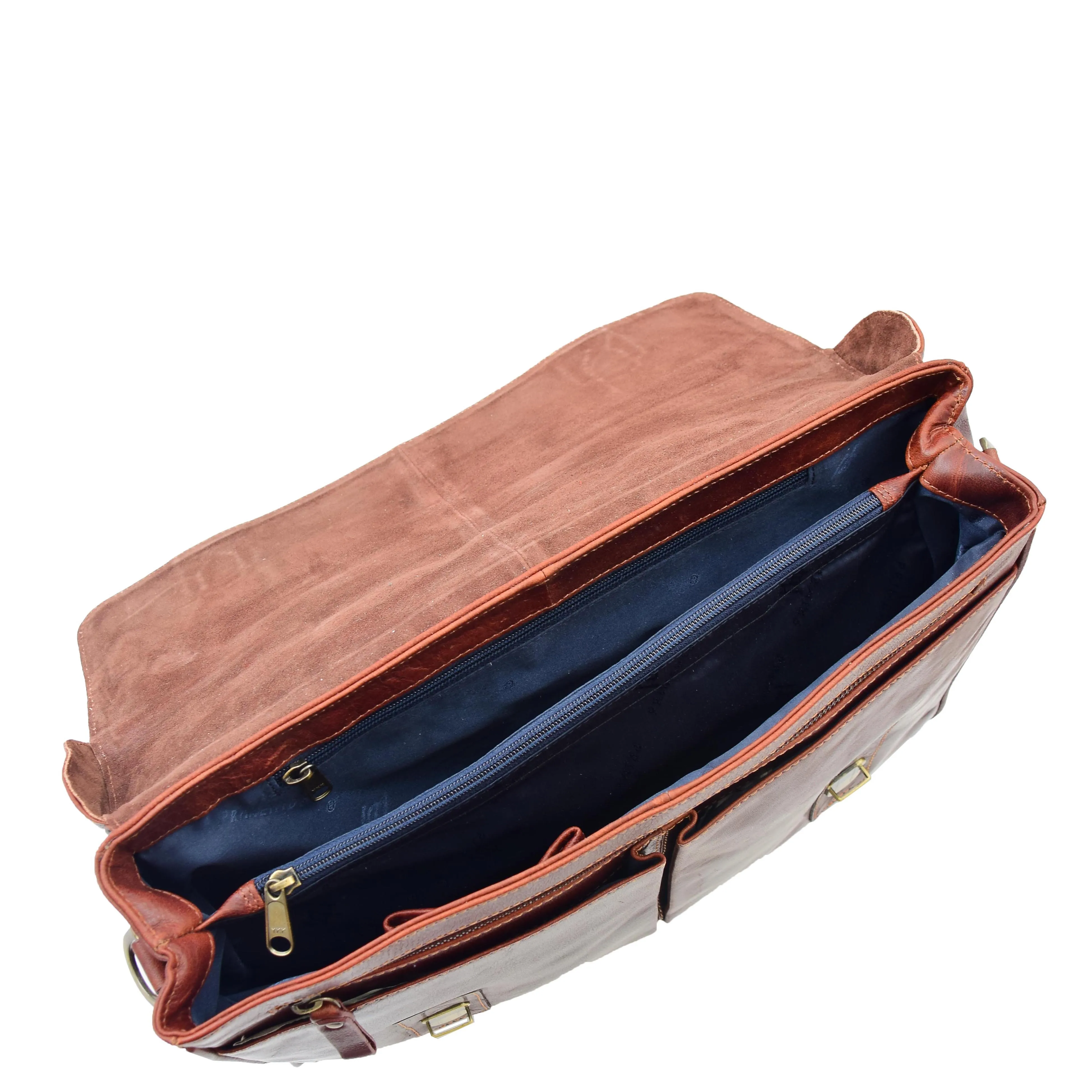 Mens Real BROWN Leather Briefcase File Case Satchel Bag Varna
