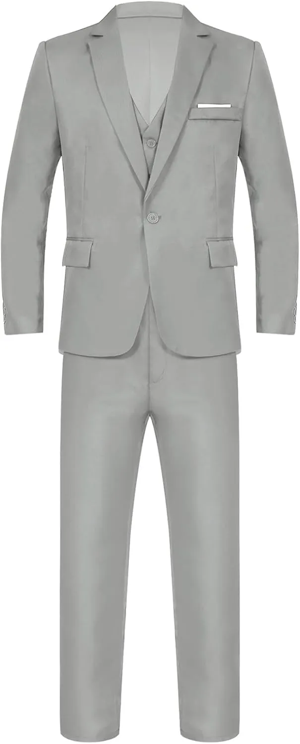 Mens Slim Fit Suit 3 Piece Tuxedo for Business Wedding Prom Party (Blazer Jacket & Vest & Pants)