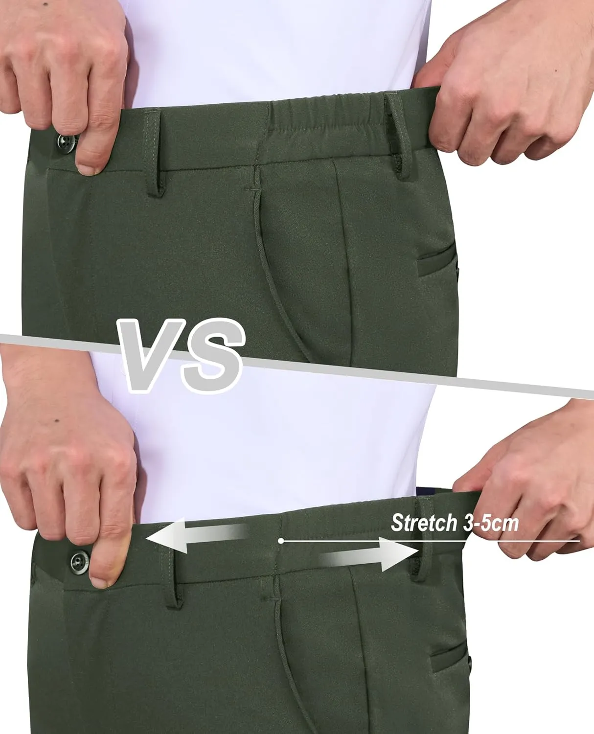 Mens Stretch Dress Pants Wrinkle Free Mens Slim Fit Dress Pants Expandable Waist Suit Pants Golf Pants Men