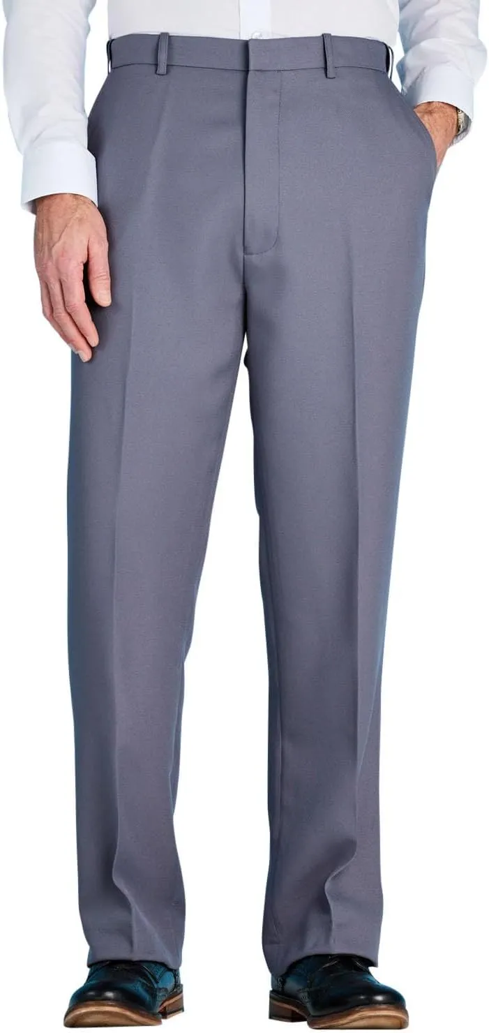 Men's Stretch Waist Formal Smart Work Pants - Dress Slacks with Hidden/Discreet Elasticated Waist