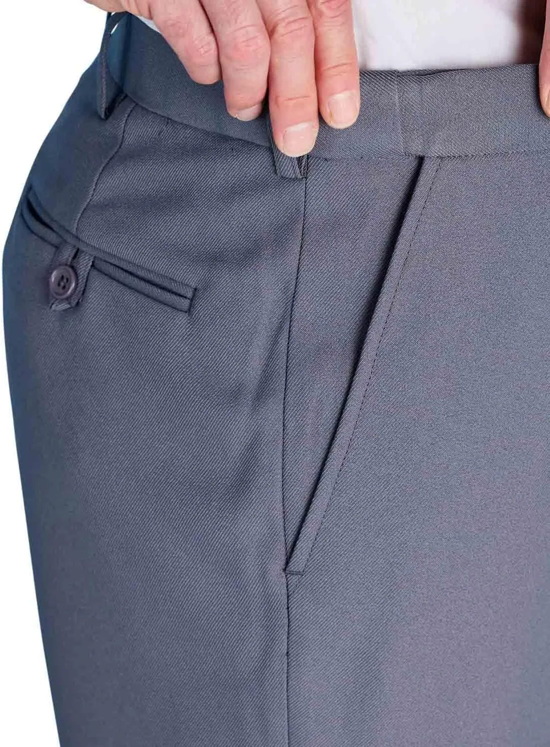 Men's Stretch Waist Formal Smart Work Pants - Dress Slacks with Hidden/Discreet Elasticated Waist