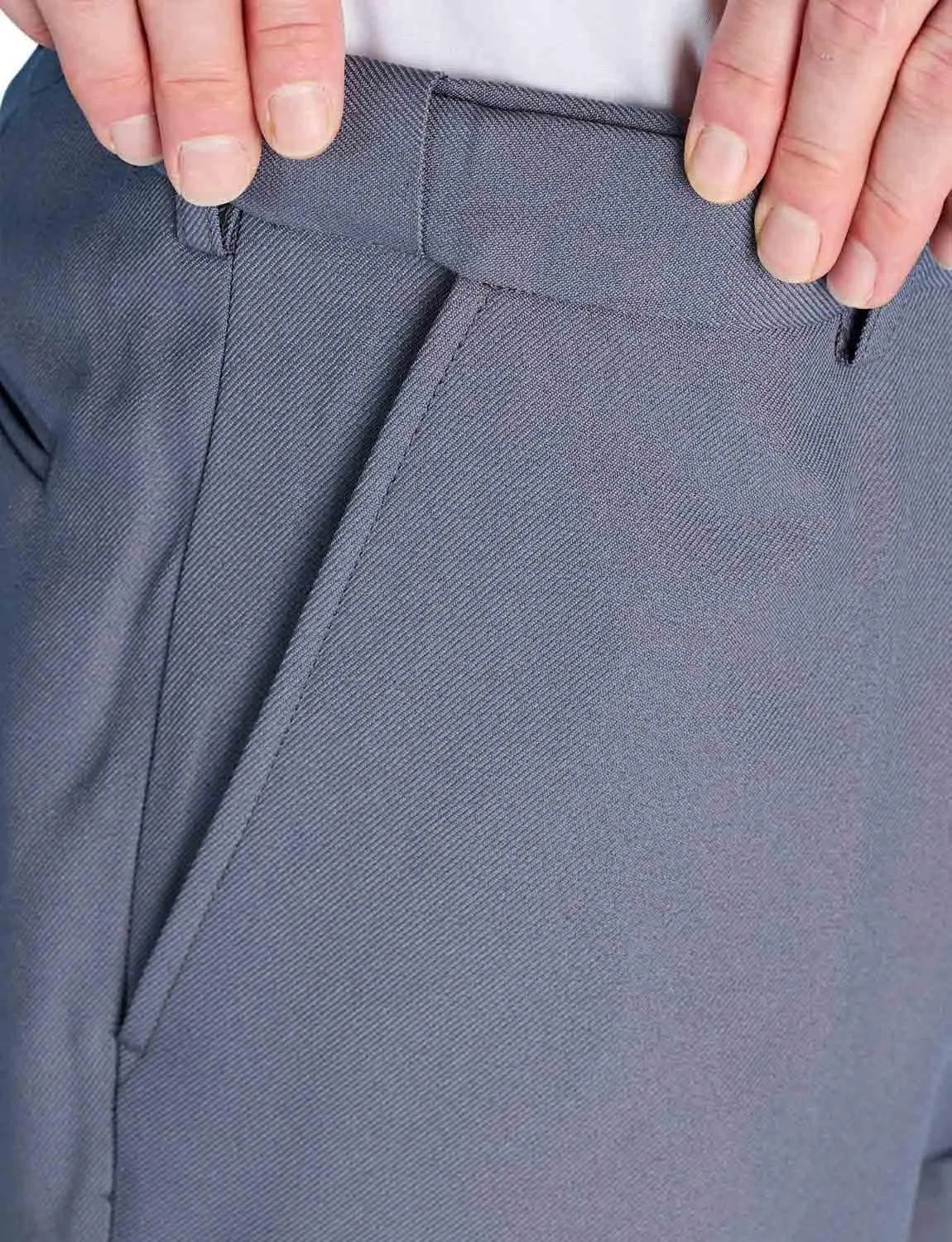 Men's Stretch Waist Formal Smart Work Pants - Dress Slacks with Hidden/Discreet Elasticated Waist