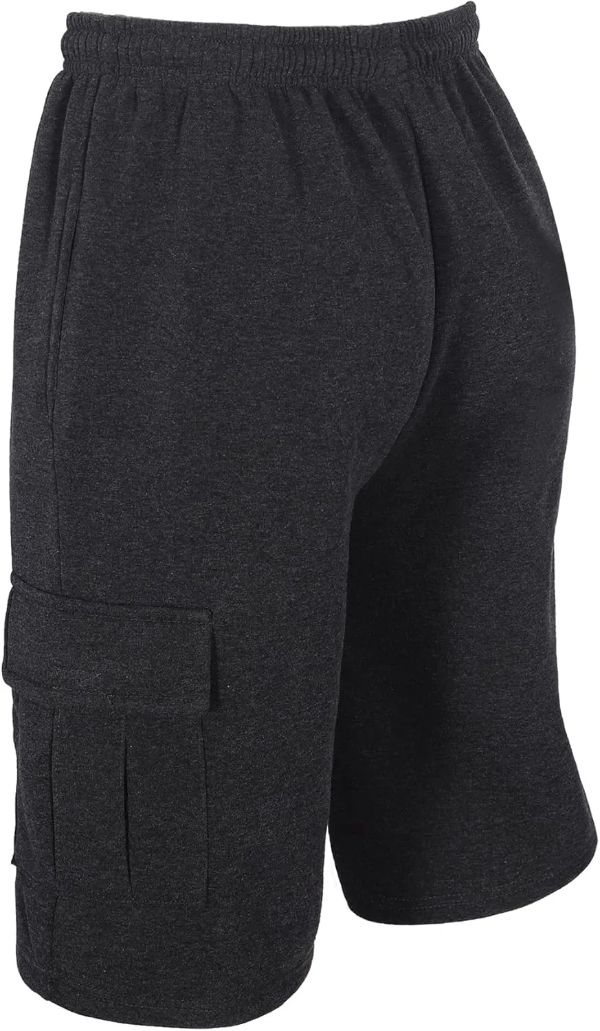 Men's Sweat Shorts Below The Knee Fleece Cargo Shorts Elastic Waist Workout Jogger Sweatpant Shorts with Pockets