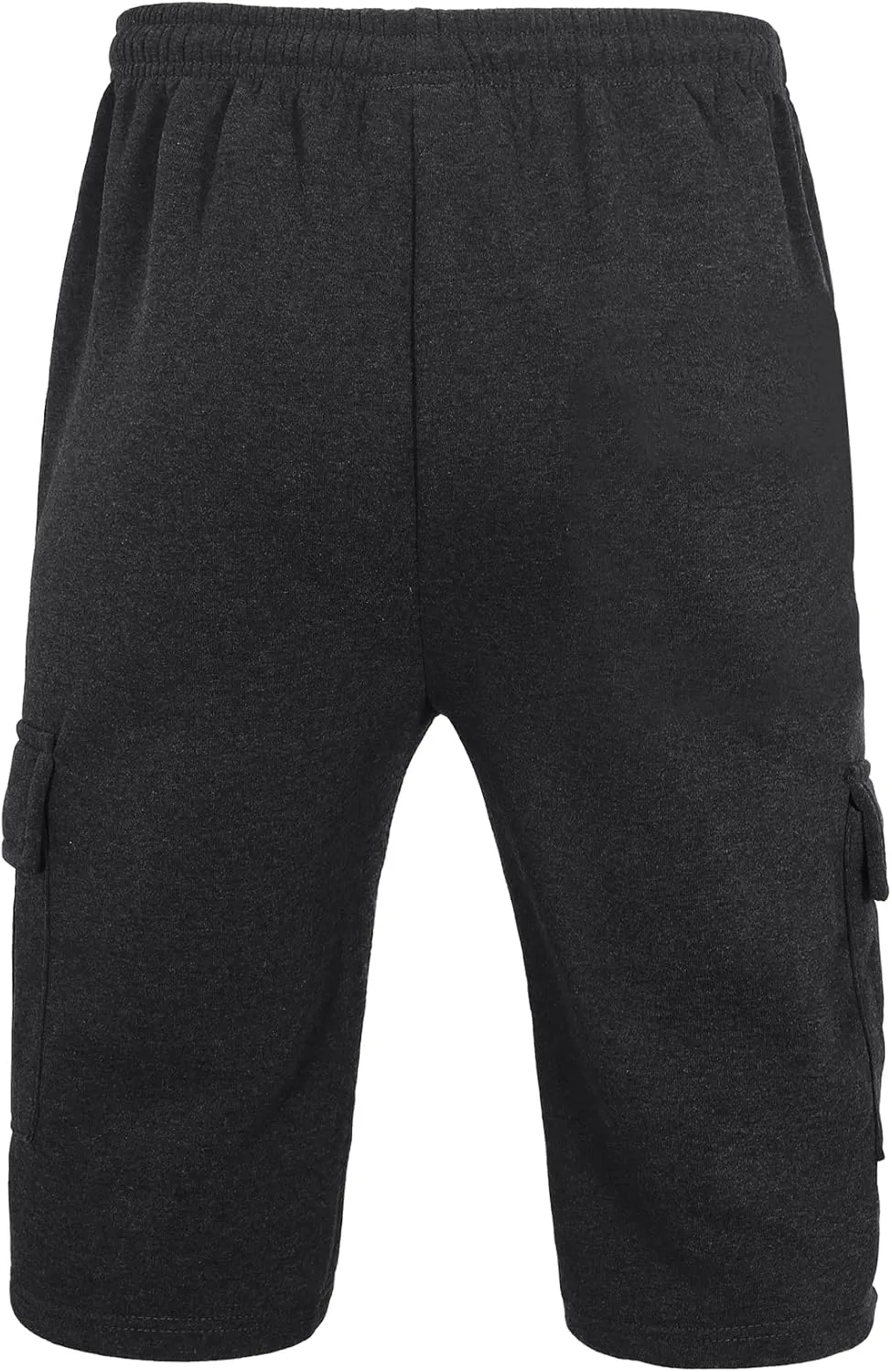 Men's Sweat Shorts Below The Knee Fleece Cargo Shorts Elastic Waist Workout Jogger Sweatpant Shorts with Pockets