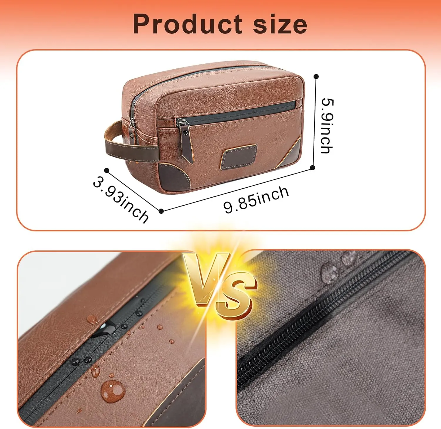 Men's Travel Toiletry Bag - Large Waterproof Organizer, 2 Zippered Pockets for Shaving/Cosmetic,Portable Bathroom Bag for Travel/Gym/Business Trips