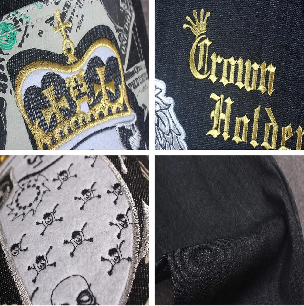 Men's Vintage Hip Hop Wings Embroidery Baggy Loose Fit Jeans