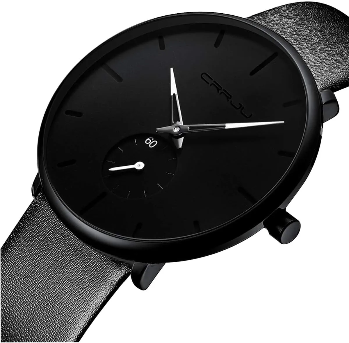 Mens Watches Ultra-Thin Minimalist Waterproof-Fashion Wrist Watch for Men Unisex Dress with Leather Band