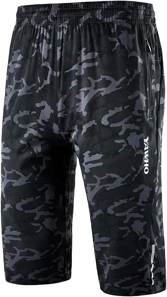 Men's Workout Running Shorts Sports Fitness Gym Training Quick Dry Athletic Performance Shorts with Zip Pockets