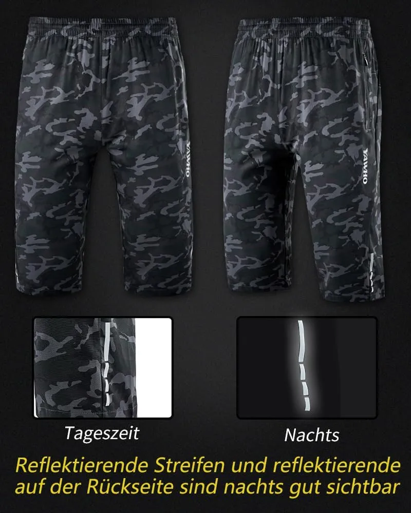 Men's Workout Running Shorts Sports Fitness Gym Training Quick Dry Athletic Performance Shorts with Zip Pockets