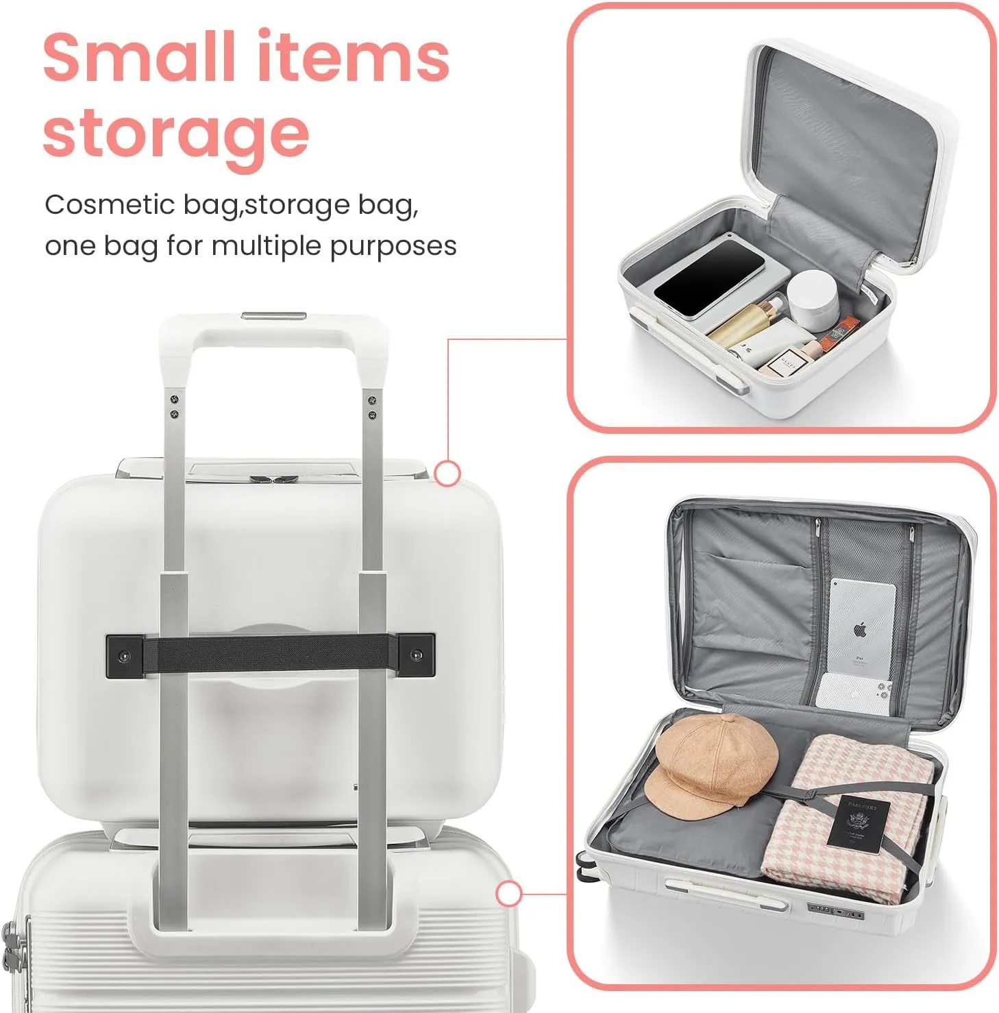 Merax 4 Piece Luggage Set, PP Lightweight Expandable Suitcase with Spinner Wheels and TSA Lock, 14”20”24”28”, White