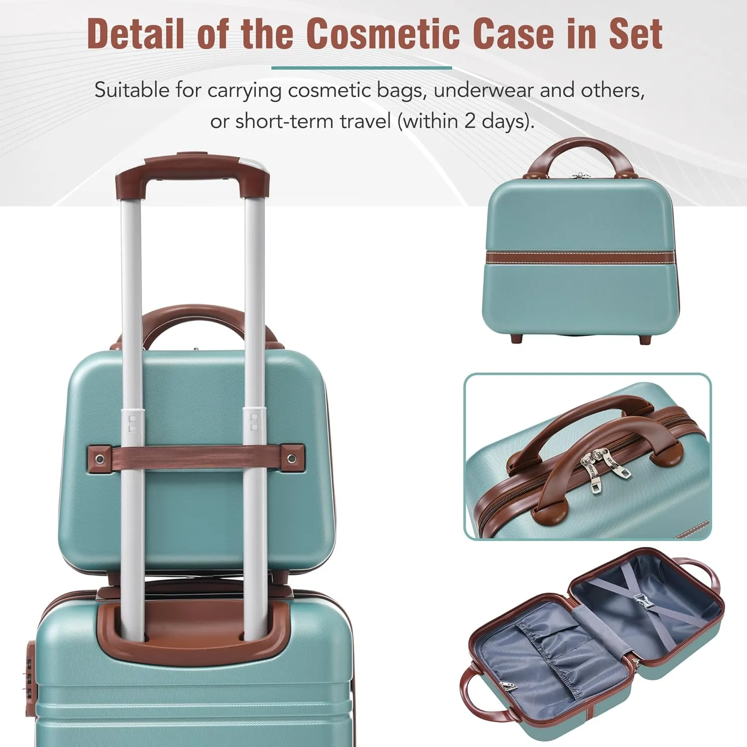 Merax Luggage Set 2 Piece Suitcase Set with Cosmetic Case Expandable Spinner Wheels Vintage Luggage Sets(Blue Green,20" 28")