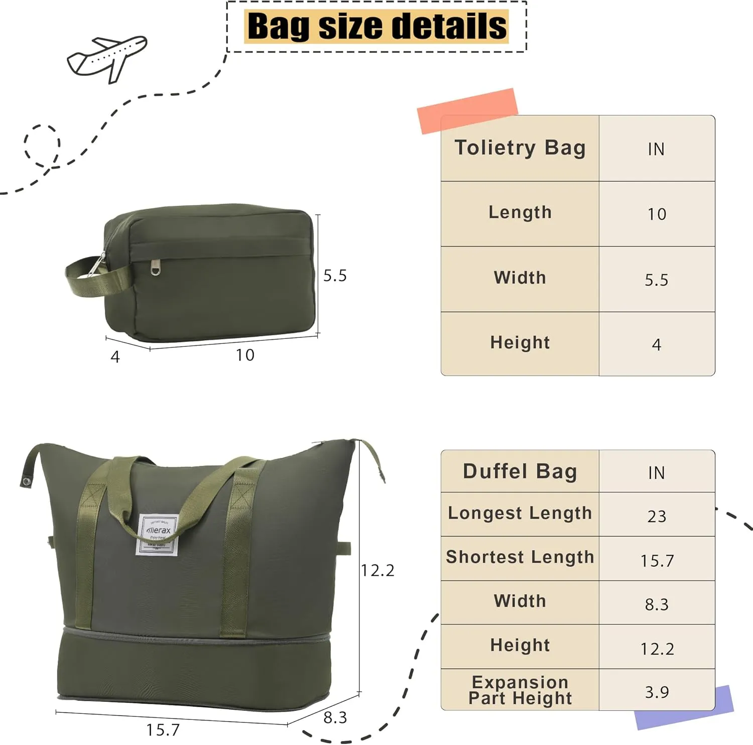 Merax Luggage Set, Softside Suitcase 3 Piece, Expandable Lightweight Luggage Sets with Duffel Bag 22" 26" 30" Suitcase with Wheels TSA Lock,Army Green