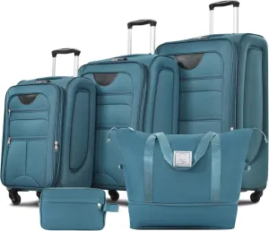 Merax Luggage Set, Softside Suitcase 3 Piece, Expandable Lightweight Luggage Sets with Duffel Bag 22" 26" 30" Suitcase with Wheels TSA Lock,Blue Green