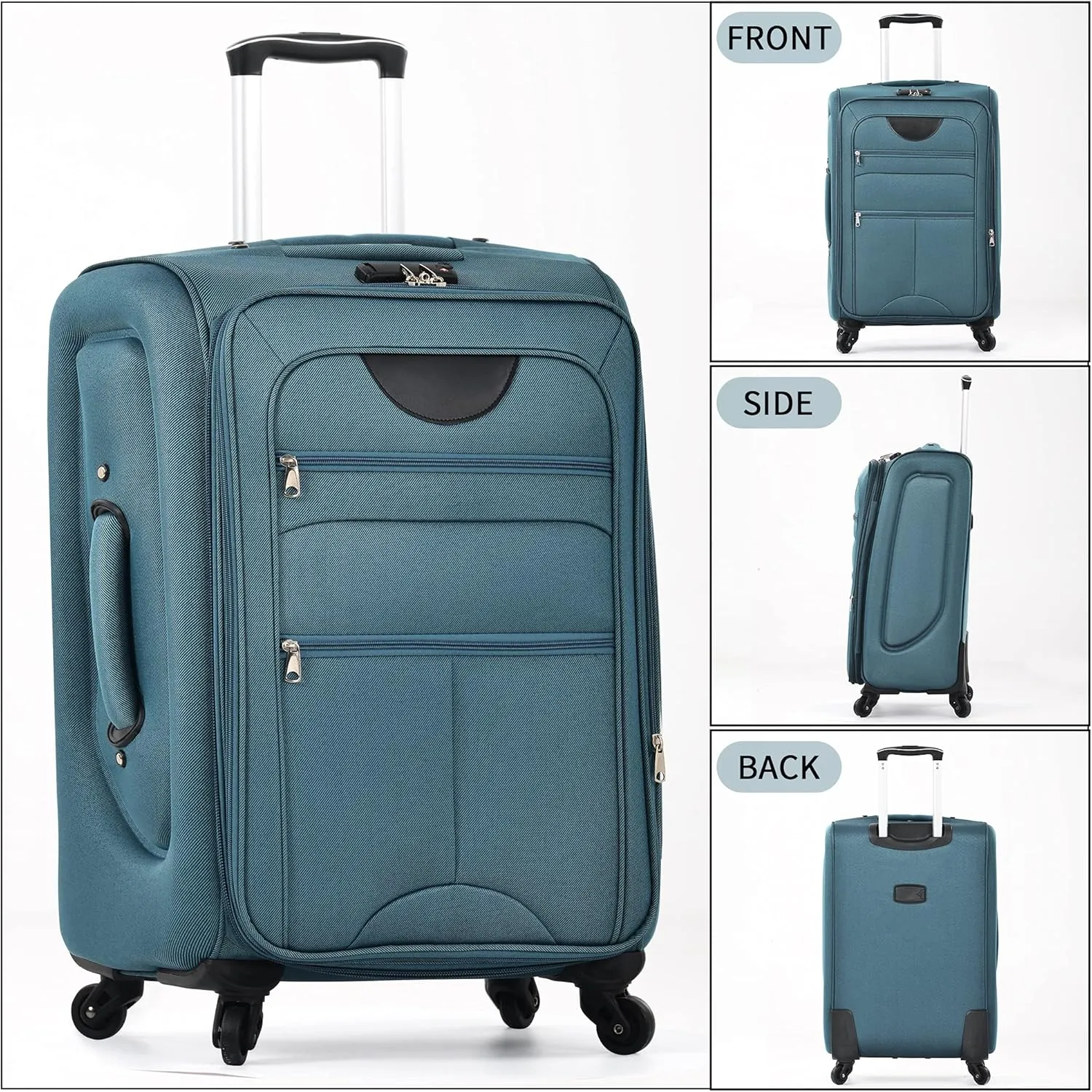 Merax Luggage Set, Softside Suitcase 3 Piece, Expandable Lightweight Luggage Sets with Duffel Bag 22" 26" 30" Suitcase with Wheels TSA Lock,Blue Green