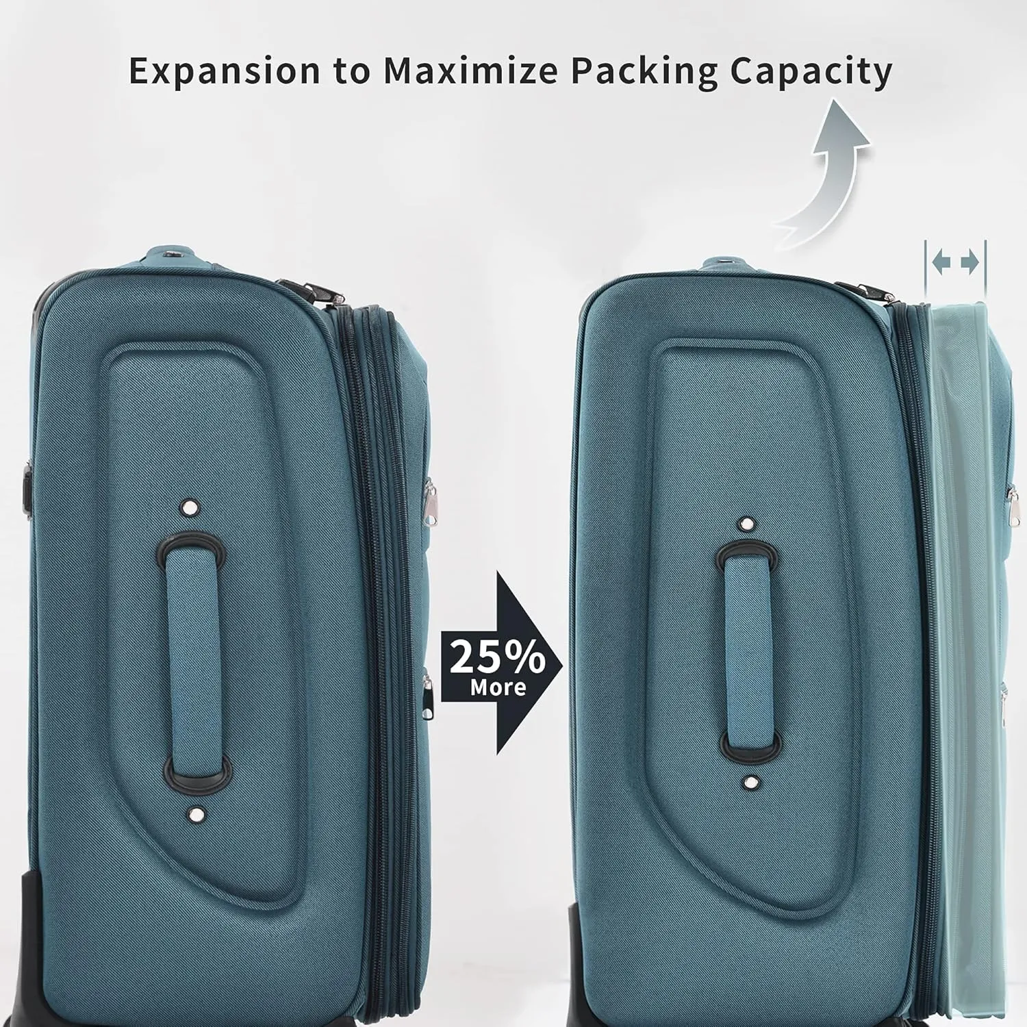 Merax Luggage Set, Softside Suitcase 3 Piece, Expandable Lightweight Luggage Sets with Duffel Bag 22" 26" 30" Suitcase with Wheels TSA Lock,Blue Green