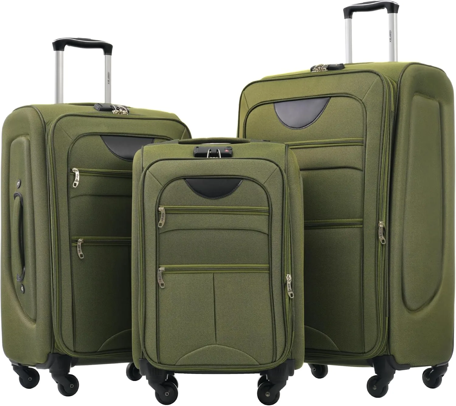 Merax Softside Luggage Set, Travel Suitcase Expandable Lightweight, 3 Piece Luggage Sets with Spinner Wheels 22" 26" 30" Suitcase with TSA Lock (Army Green)