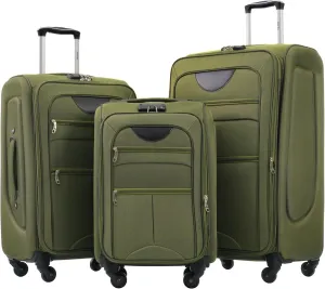 Merax Softside Luggage Set, Travel Suitcase Expandable Lightweight, 3 Piece Luggage Sets with Spinner Wheels 22" 26" 30" Suitcase with TSA Lock (Army Green)
