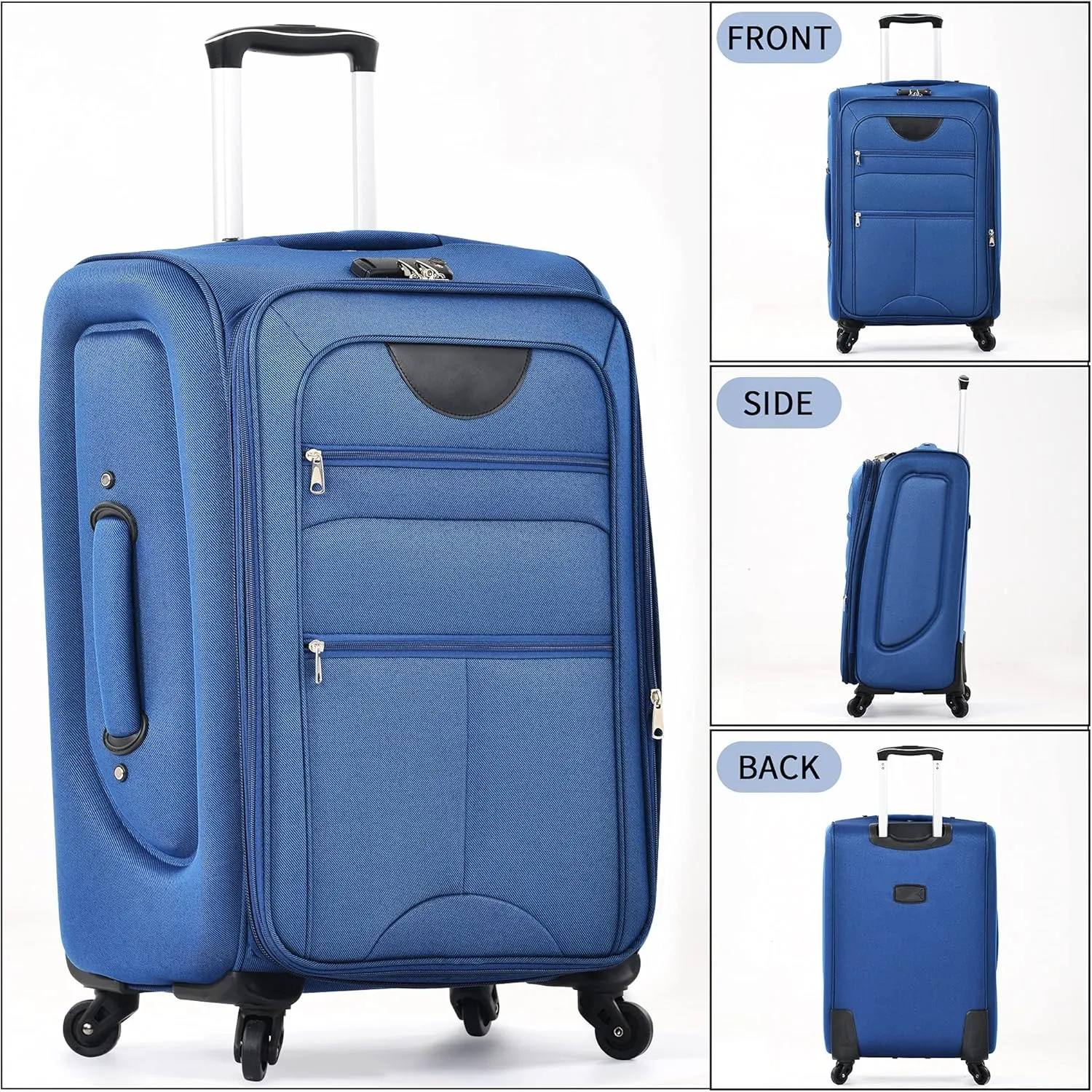 Merax Softside Luggage Set, Travel Suitcase Expandable Lightweight, 3 Piece Luggage Sets with Spinner Wheels 22" 26" 30" Suitcase with TSA Lock (Navy Blue)