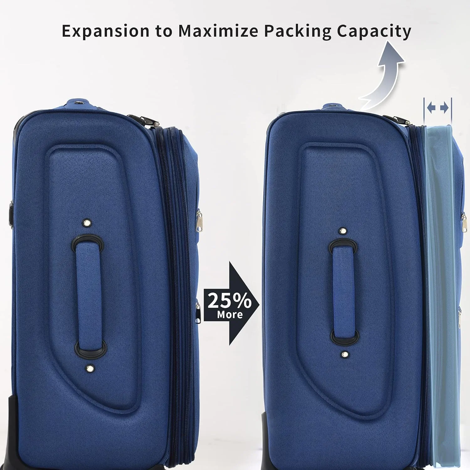 Merax Softside Luggage Set, Travel Suitcase Expandable Lightweight, 3 Piece Luggage Sets with Spinner Wheels 22" 26" 30" Suitcase with TSA Lock (Navy Blue)
