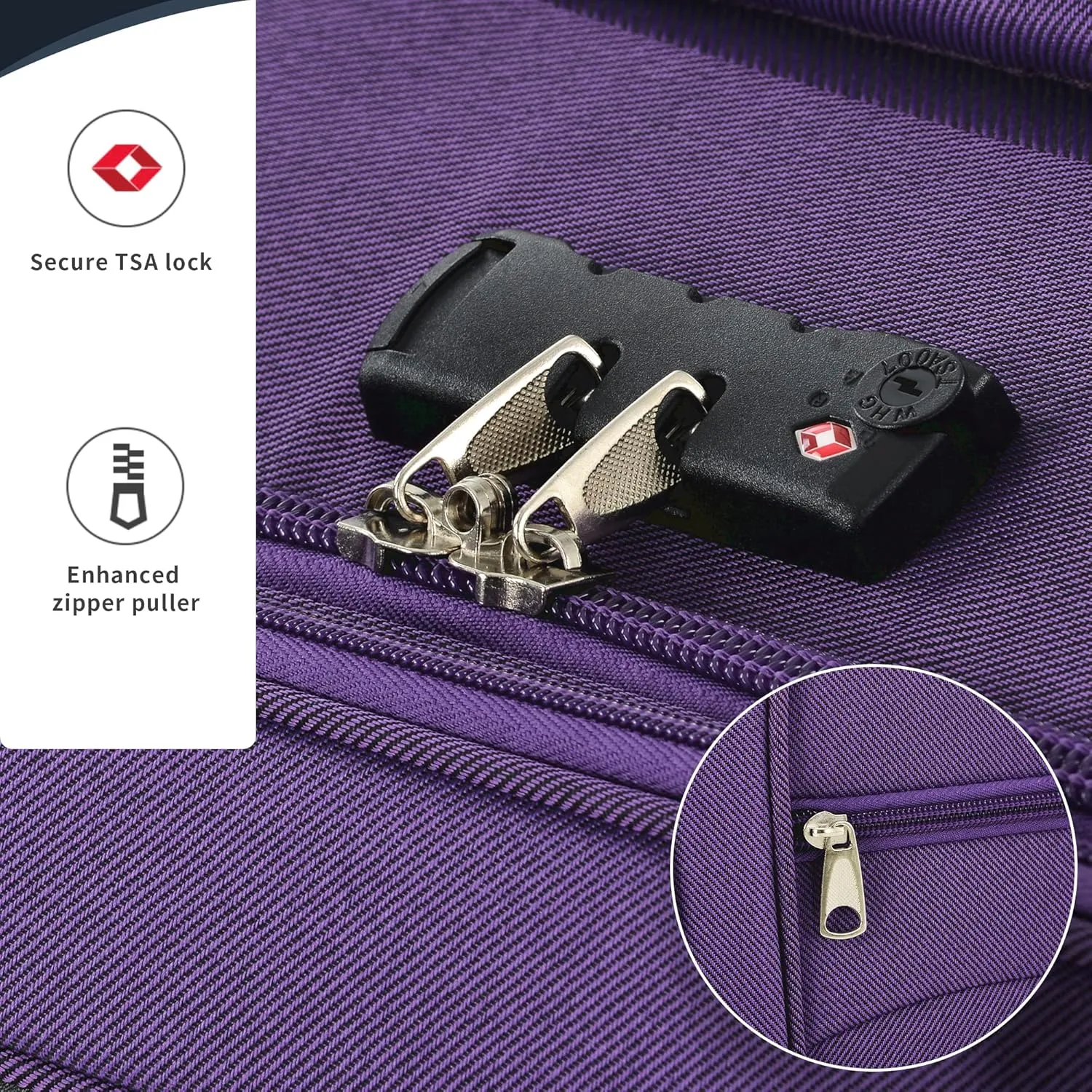 Merax Softside Luggage Set, Travel Suitcase Expandable Lightweight, 3 Piece Luggage Sets with Spinner Wheels 22" 26" 30" Suitcase with TSA Lock (Purple)