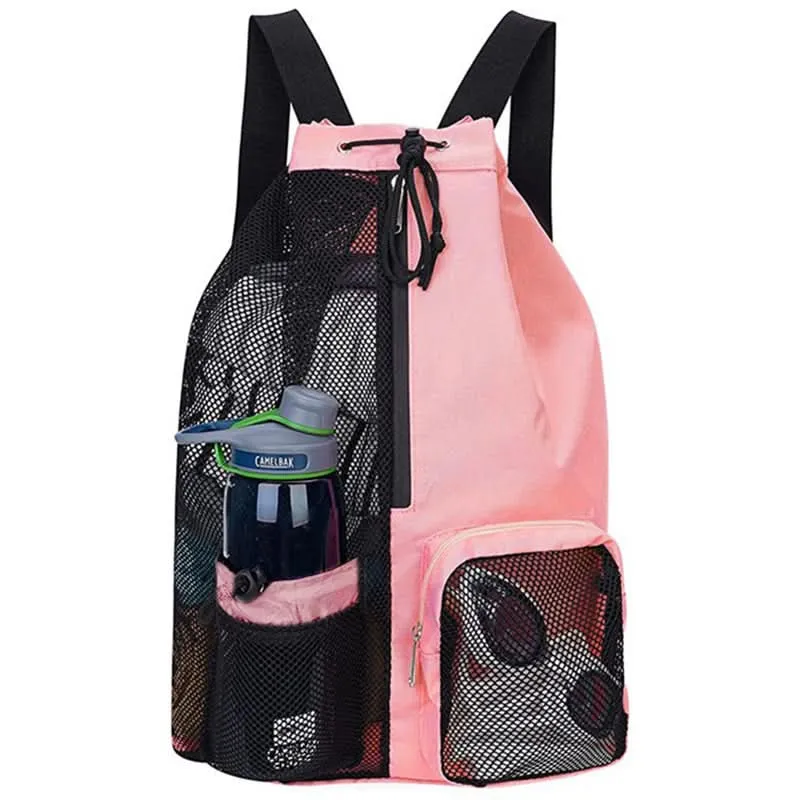 Mesh Drawstring Swim Backpack – Wet/Dry Gym Bag
