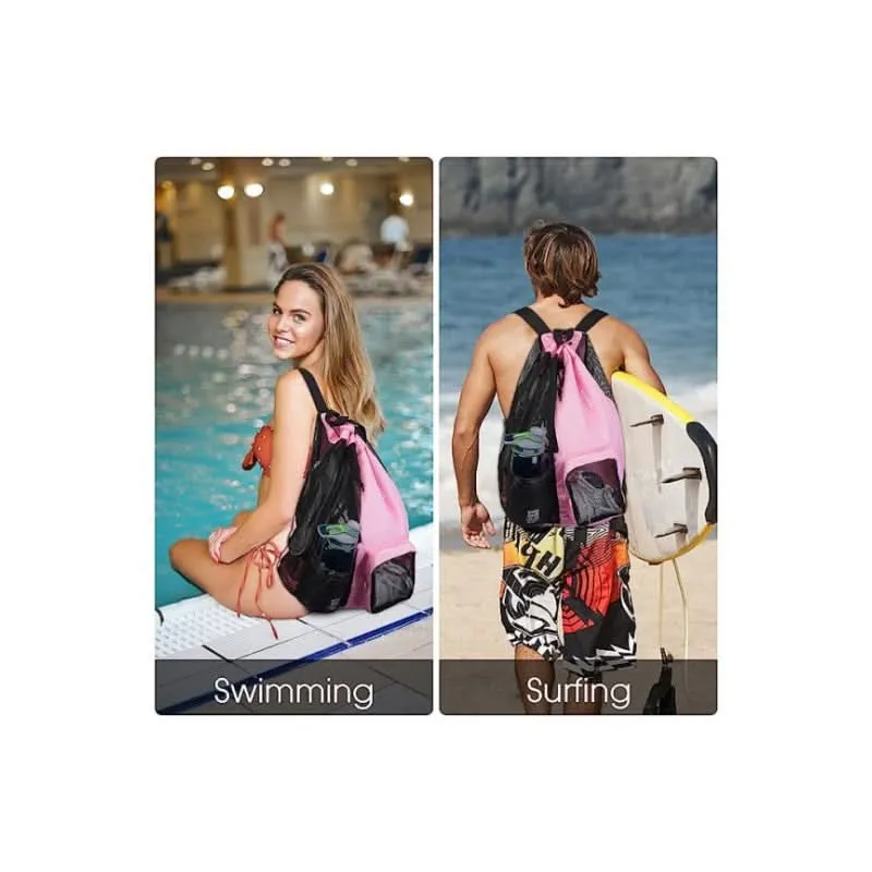 Mesh Drawstring Swim Backpack – Wet/Dry Gym Bag