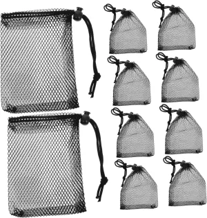 Mesh Shell Bag Set 10 Small Drawstring Pull String Bags Baseball Golf Case Sports Equipment Storage