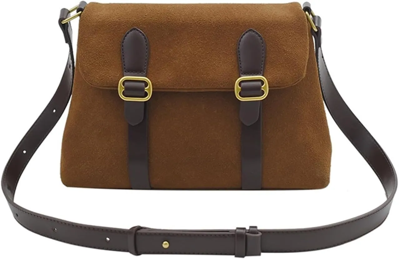 Messenger Bag for Men&Women Travel College Unisex Crossbody Suede Shoulder 12.9 Inch Tablet Satchel Expandable