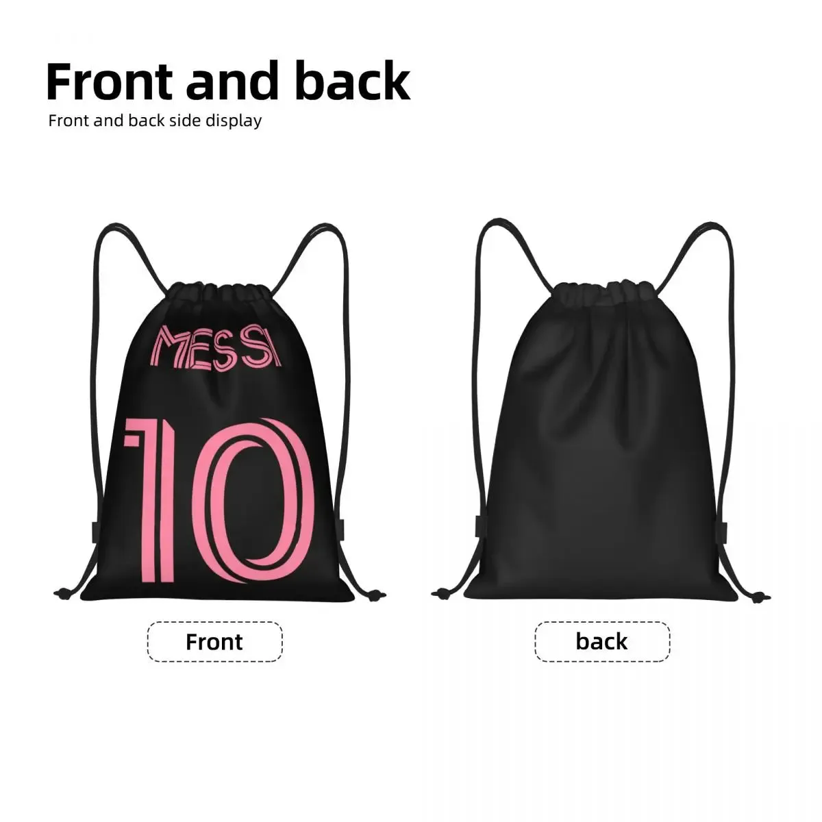 Messi 10 Pink Soccer Drawstring Bag Football Sports Gym Storage Backpack