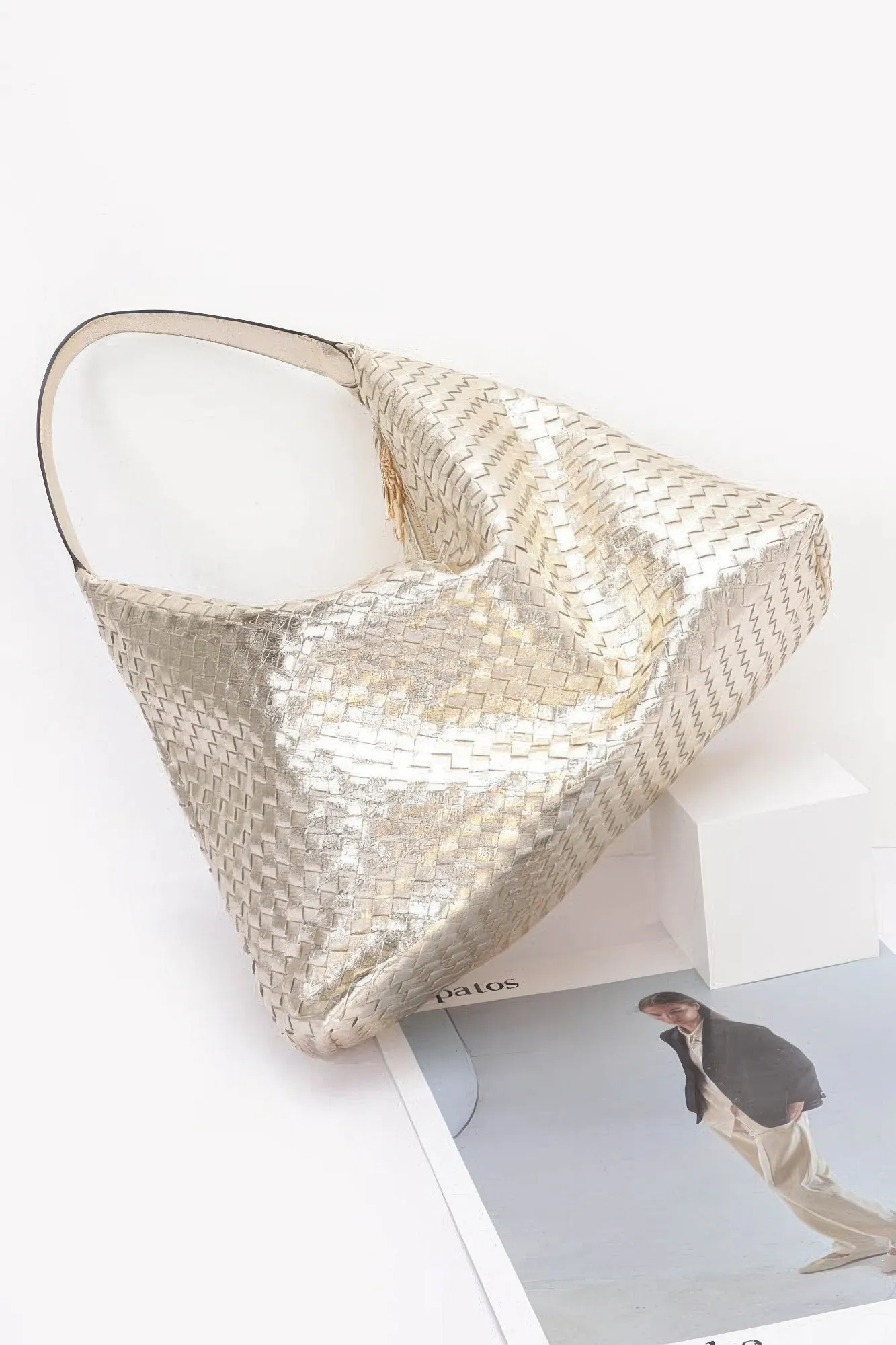 Metallic Braided Tote Bag