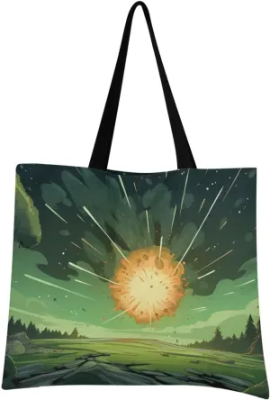 Meteorite Starry Night Canvas Tote Bag for Women, Reusable Grocery Bag Casual Shoulder Bag for Shopping Travel