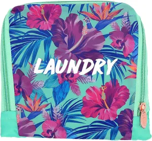 Miamica Soft Travel Laundry Bag with Zipper and Drawstring, Hibiscus, 21” x 22” – Keep Your Dirty Clothes Separate and Your Suitcase Organized – Expandable, Durable, and Foldable Laundry Bag