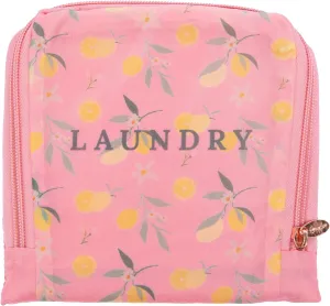 Miamica Travel Laundry Bag, Coral Lemons – Measures 21” x 22” When Fully Opened – Foldable Laundry Bag with Drawstring Closure – Durable, Lightweight Travel Accessories