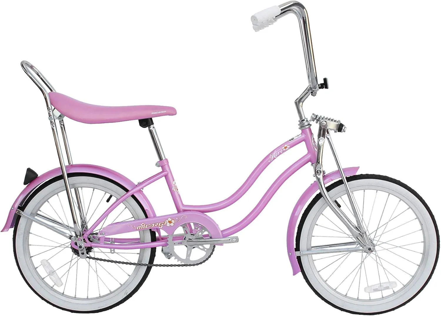 MICARGI 20" Retro Classic Bike, Beach Cruiser Bike for Kids/Adults,Lowrider Springer Fork Retro Banana Seat,High Rise Handlebar - Multi Color (Hero, PINK1)
