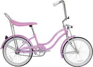 MICARGI 20" Retro Classic Bike, Beach Cruiser Bike for Kids/Adults,Lowrider Springer Fork Retro Banana Seat,High Rise Handlebar - Multi Color (Hero, PINK1)