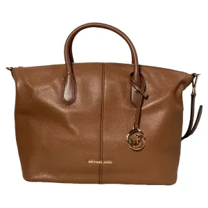 Michael Kors Hyde Large Satchel in Luggage Brown Pebbled Leather