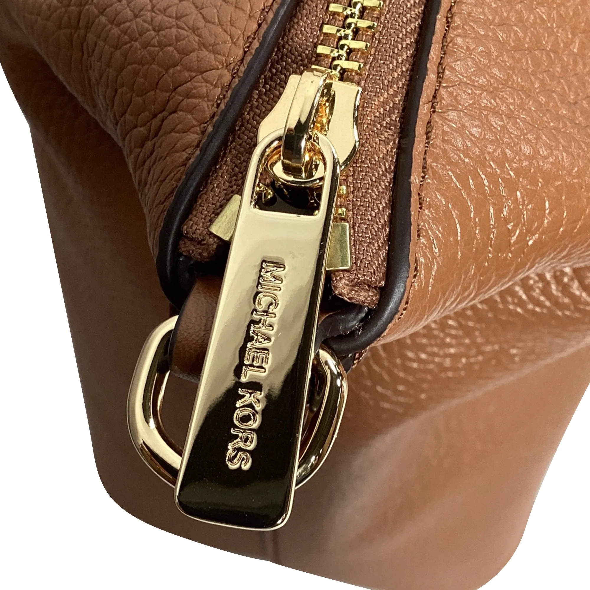 Michael Kors Hyde Large Satchel in Luggage Brown Pebbled Leather
