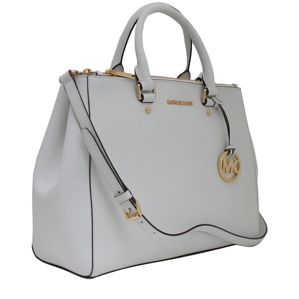 Michael Kors Sutton Patent Saffiano Leather Large Satchel- Navy