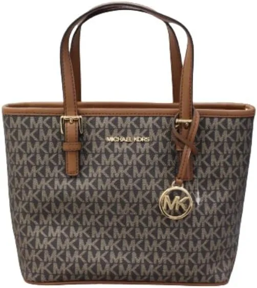 Michael Kors XS Carry All Jet Set Travel Womens Tote (Brown Gold)